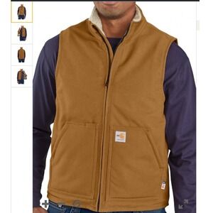 Carhartt FR Duck Sherpa-Lined Mock Neck Vest Brown Large Tall New With Tags